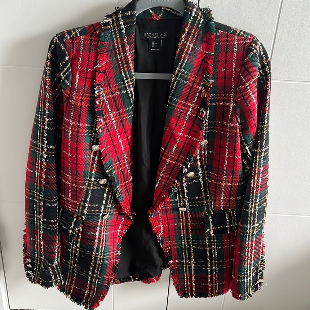 Rachel, Zoe plaid blazer red